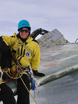 Screenwriter and novelist Dr Jesse Blackadder, jointly awarded the 2018 Australian Antarctic Arts Fellowship, at the Mawson research station.