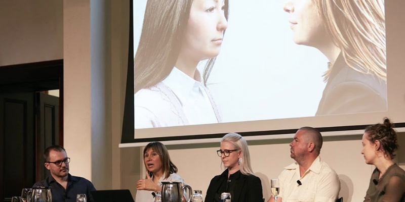 ANAT SALON Sydney moderator Ariel Bogle speakers Prof Mari Velonaki, Dr Belinda Dunstan, Justin Harvey and Dr Wade Marynowsky. Photograph Zan Wimberly 