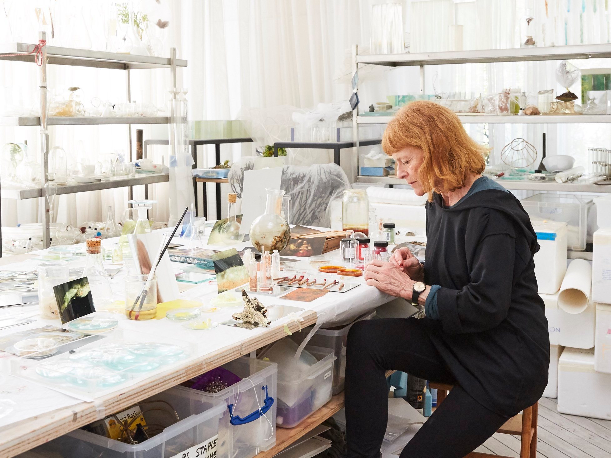 Janet Laurence in the studio Photograph Felicity Jenkins