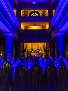 Image: Michaela Gleave’s performance A Galaxy of Suns featured a 33-part local choir ‘singing’ the stars. Photograph Sia Duff