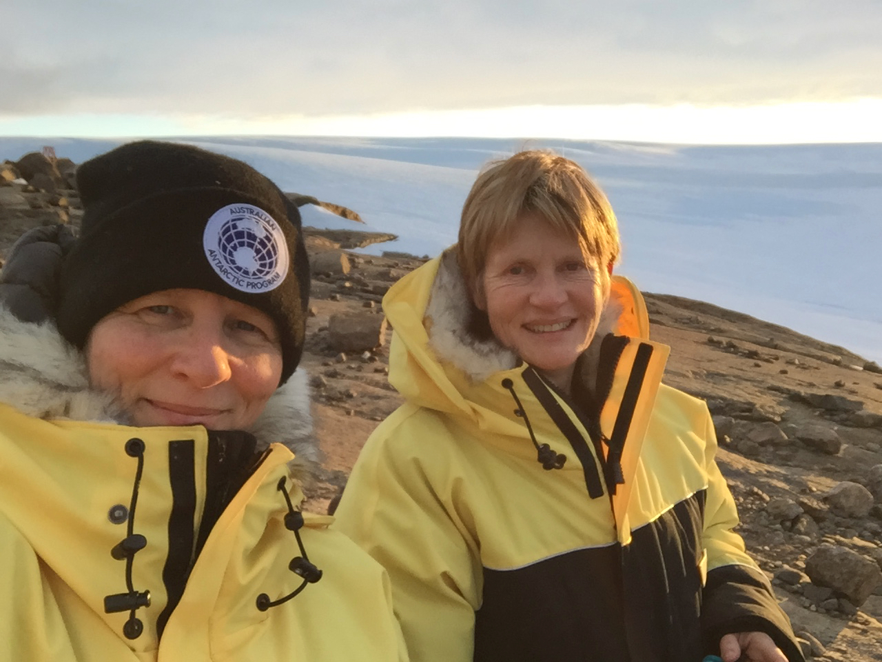 Jane Allen and Dr Jesse Blackadder, 2018 Australian Antarctic Arts Fellows. Image courtesy Jesse Blackadder.