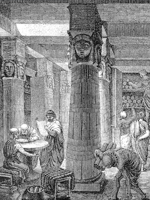 The Great Library of Alexandria by O. Von Corven (Source: Wikimedia Commons)